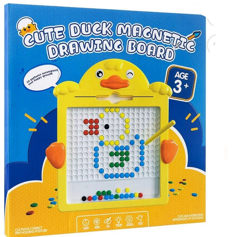 Duck🐥Doodle Board w Magnetic🧲Pen🖊️& Colourful🌈Beads🧿for Kids👦🏻👧🏻
